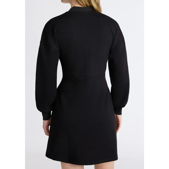 Scoop Womens New ScubaKnit Zip Front Mini Dress Black Soot Size XS (0-2) - Picture 2 of 7